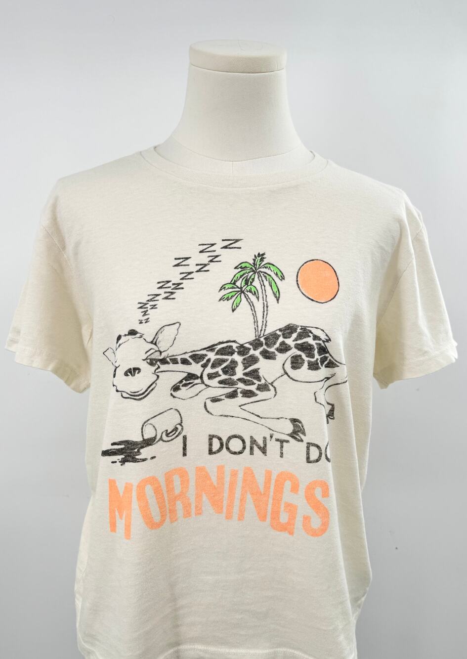 RE/DONE Vintage Graphic T-shirt Giraffe Mornings Tee Ivory Hanes White Top L